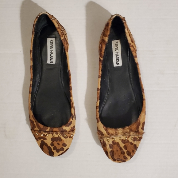 Steve Madden Tan K Studd Gold Studded Flats 8 - Picture 4 of 12